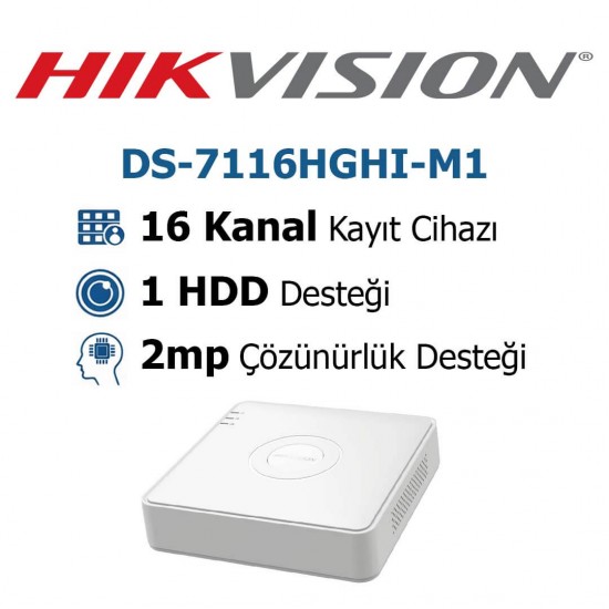 Hikvision DS-7116HGHI-M1 16 kanal DVR kayıt cihazı geniş alan güvenlik sistemi çözümü
